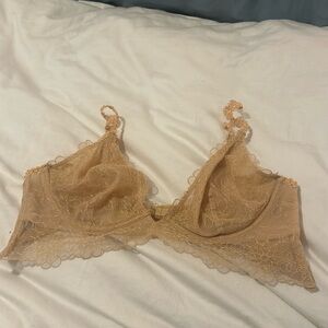 Free People Beautiful Cream Embroidered Flower Demi Bra